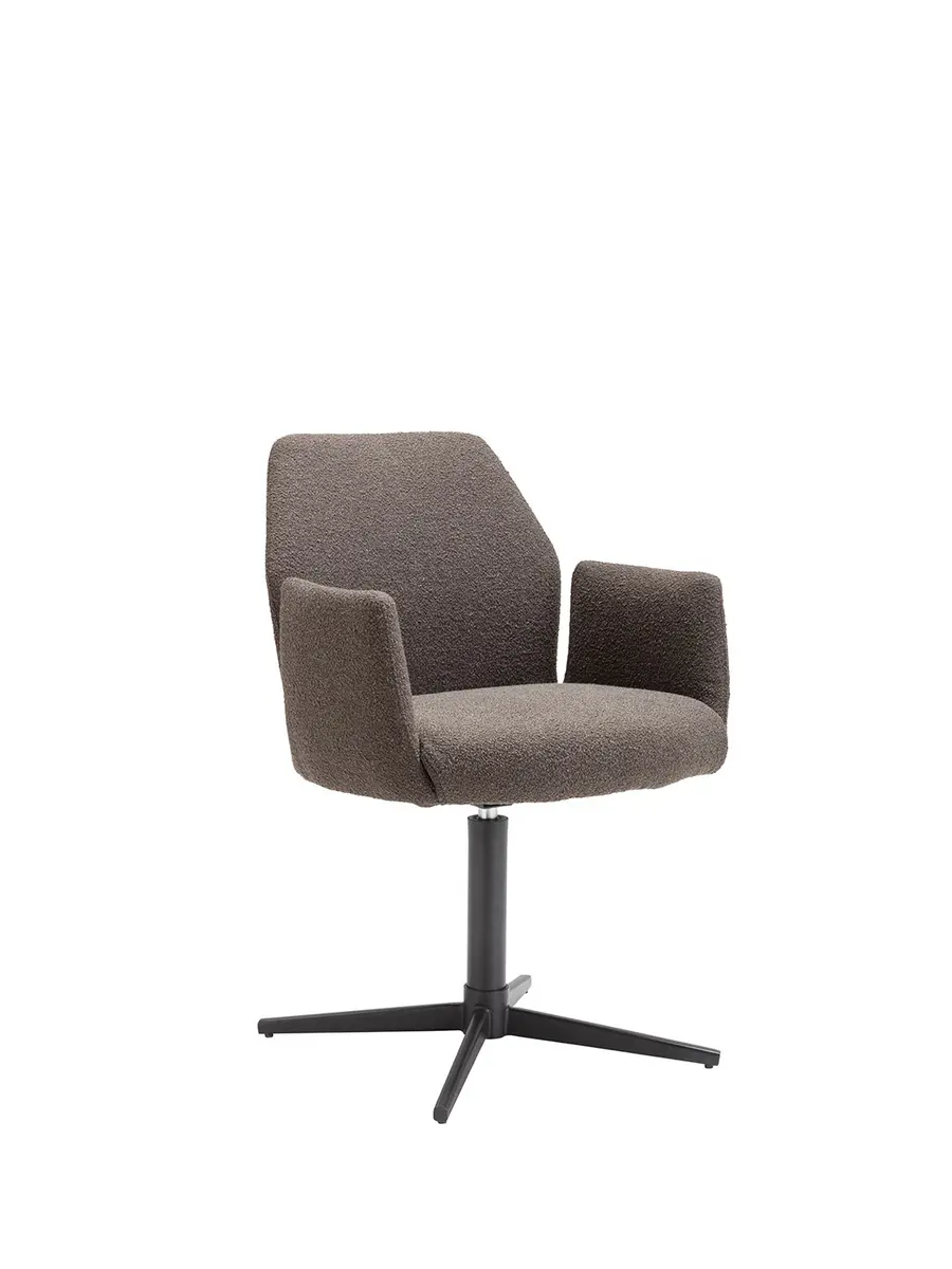 Armlehnstuhl Nashville - drehbar, Stoff, Dunkelbraun