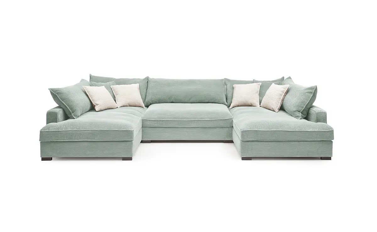 Wohnlandschaft - Longchair links, 2-Sitzer, Ecke rechts, Stoff, Mint