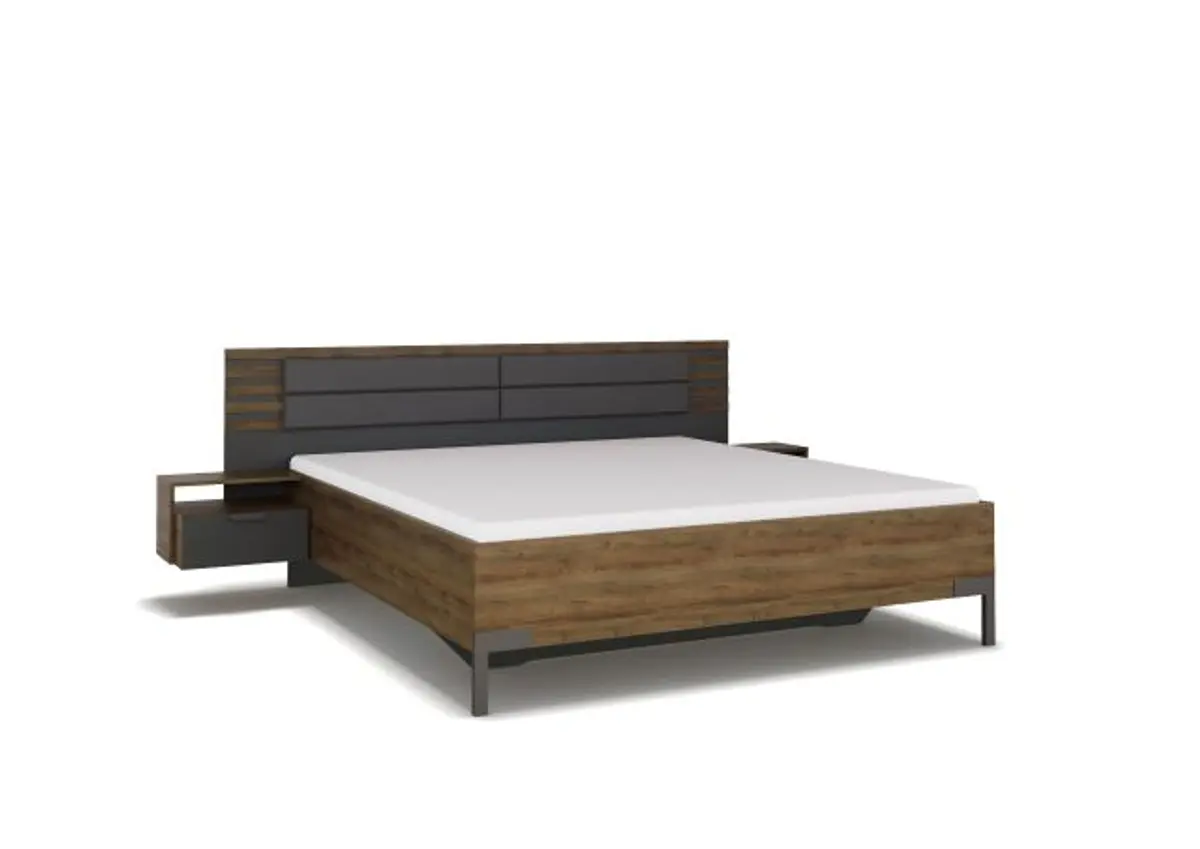 Bettanlage- Liegefläche ca. 180x200 cm, Dunkelgrau, Eiche Dunkel