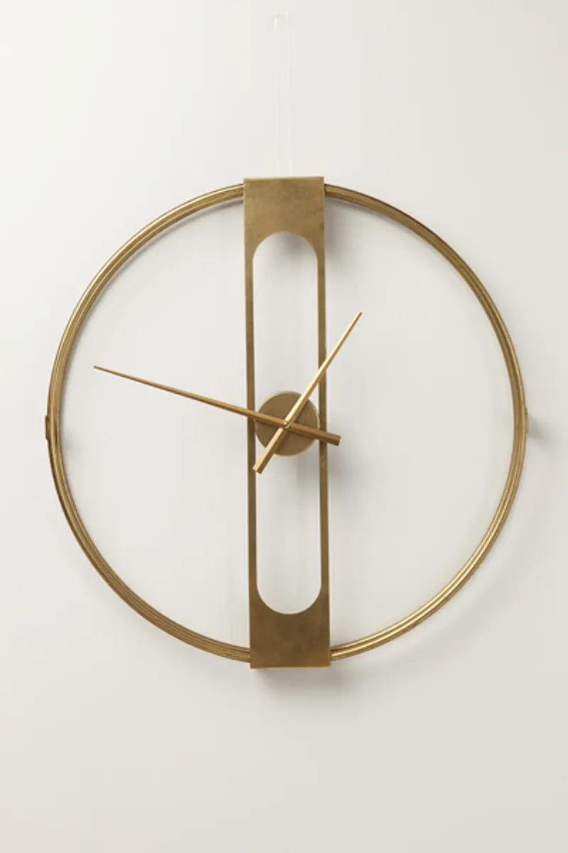 Wanduhr- D ca. 60 cm, Rund, Stahl, Pulverbeschichtet, Goldfarben