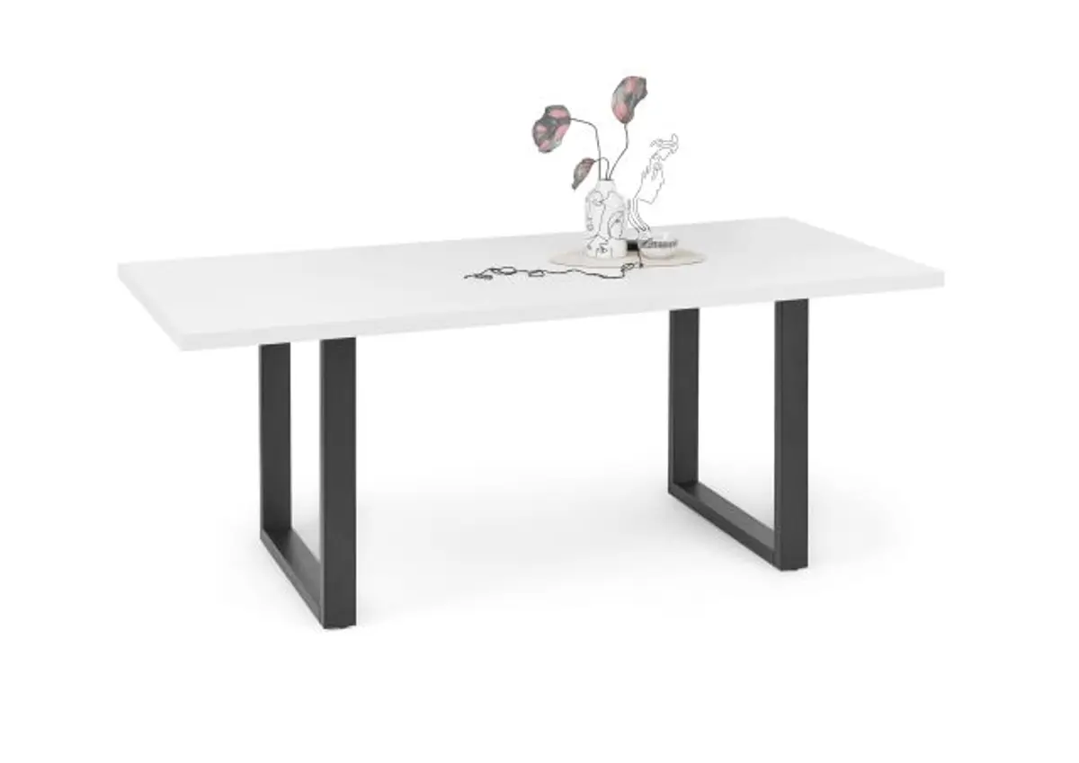 Esstisch - LB ca. 180x90 cm, Weiß, Schwarz