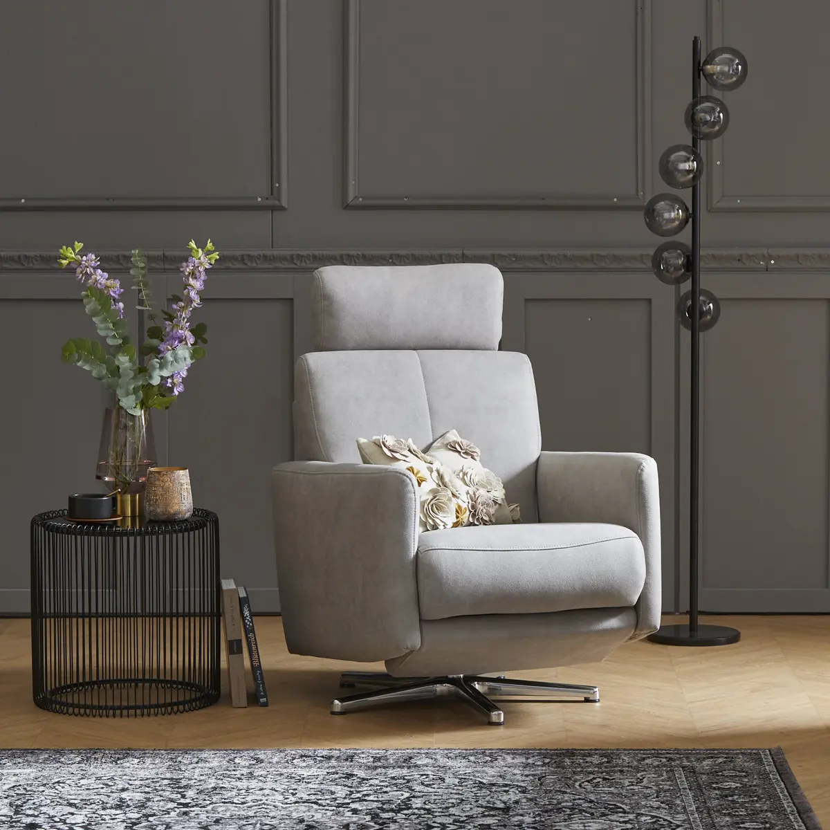 Sessel Cornella - Stoff, Hellgrau