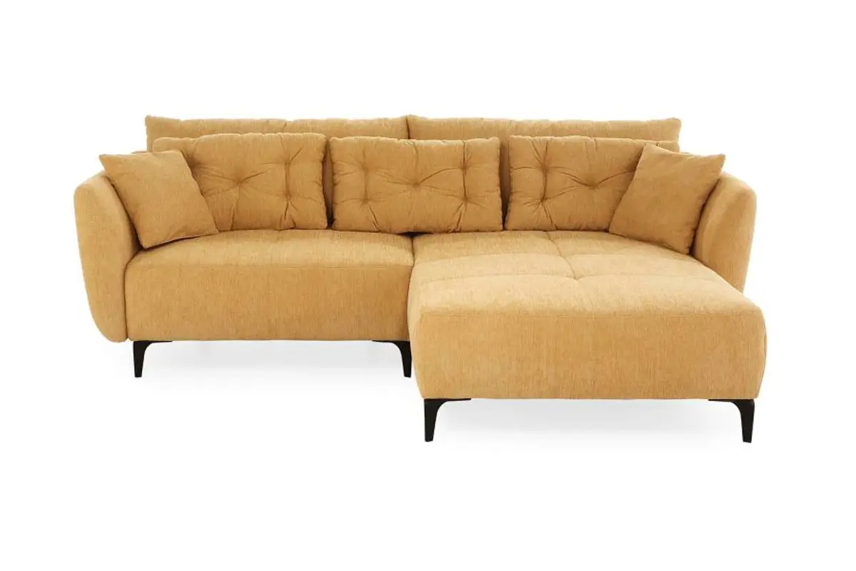 Ecksofa JANEK - 2,5-Sitzer, Ecke rechts, Stoff, Senfgelb