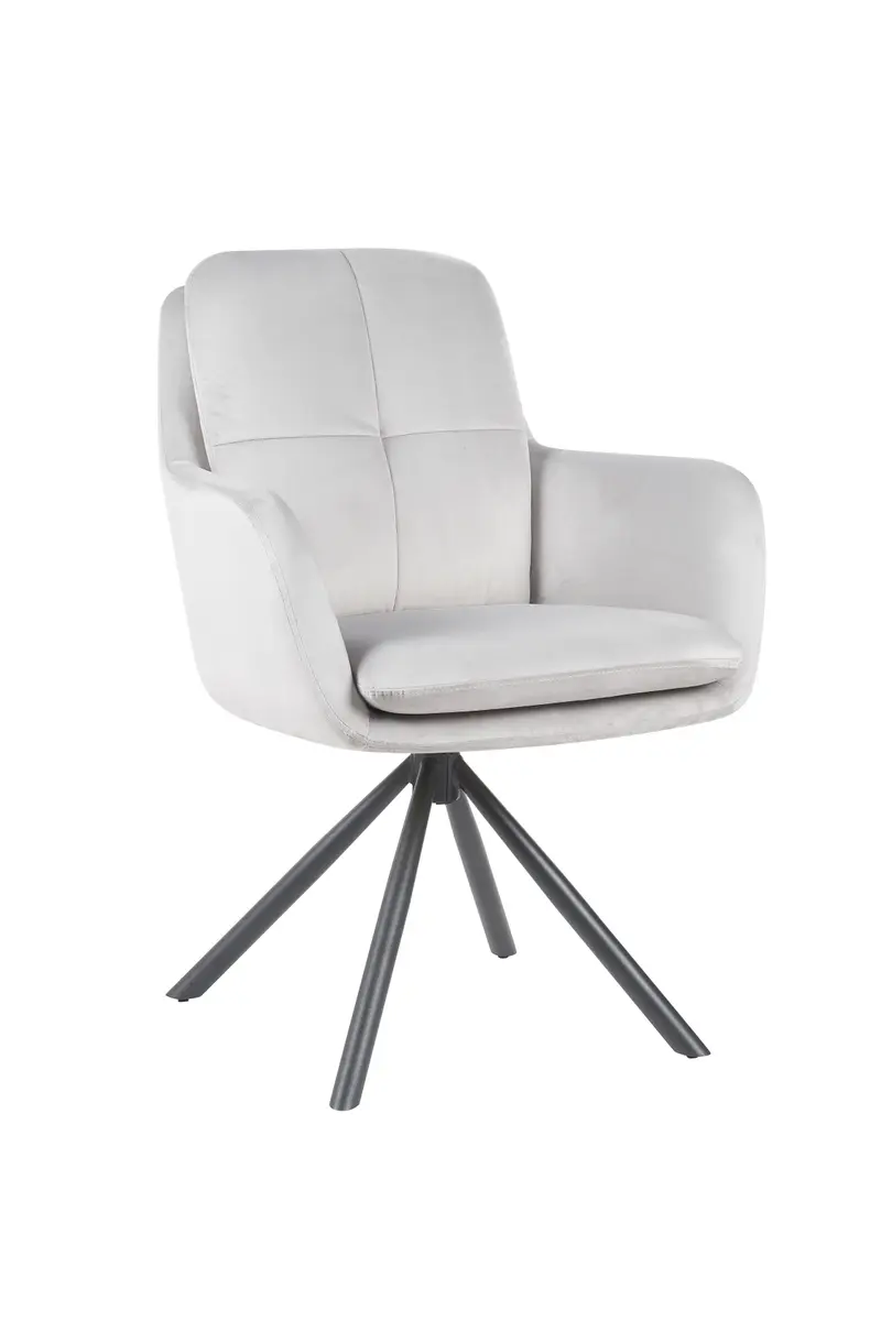 Armlehnstuhl - drehbar, Samtvelour, Hellgrau