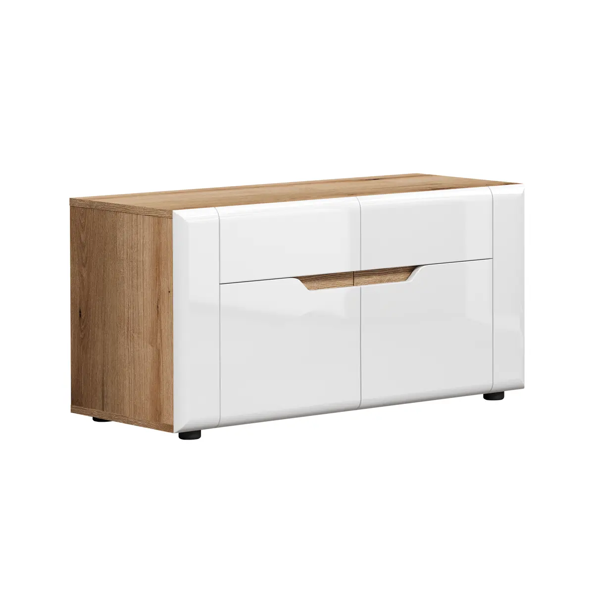 Sitzbank - B ca. 91 cm, Eiche Evoke Nachbildung, Weiß Hochglanz