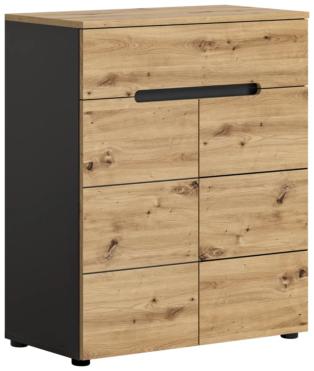 Schuhschrank - B ca. 80 cm, Basalt grau, Artisan Eiche Nachbildung