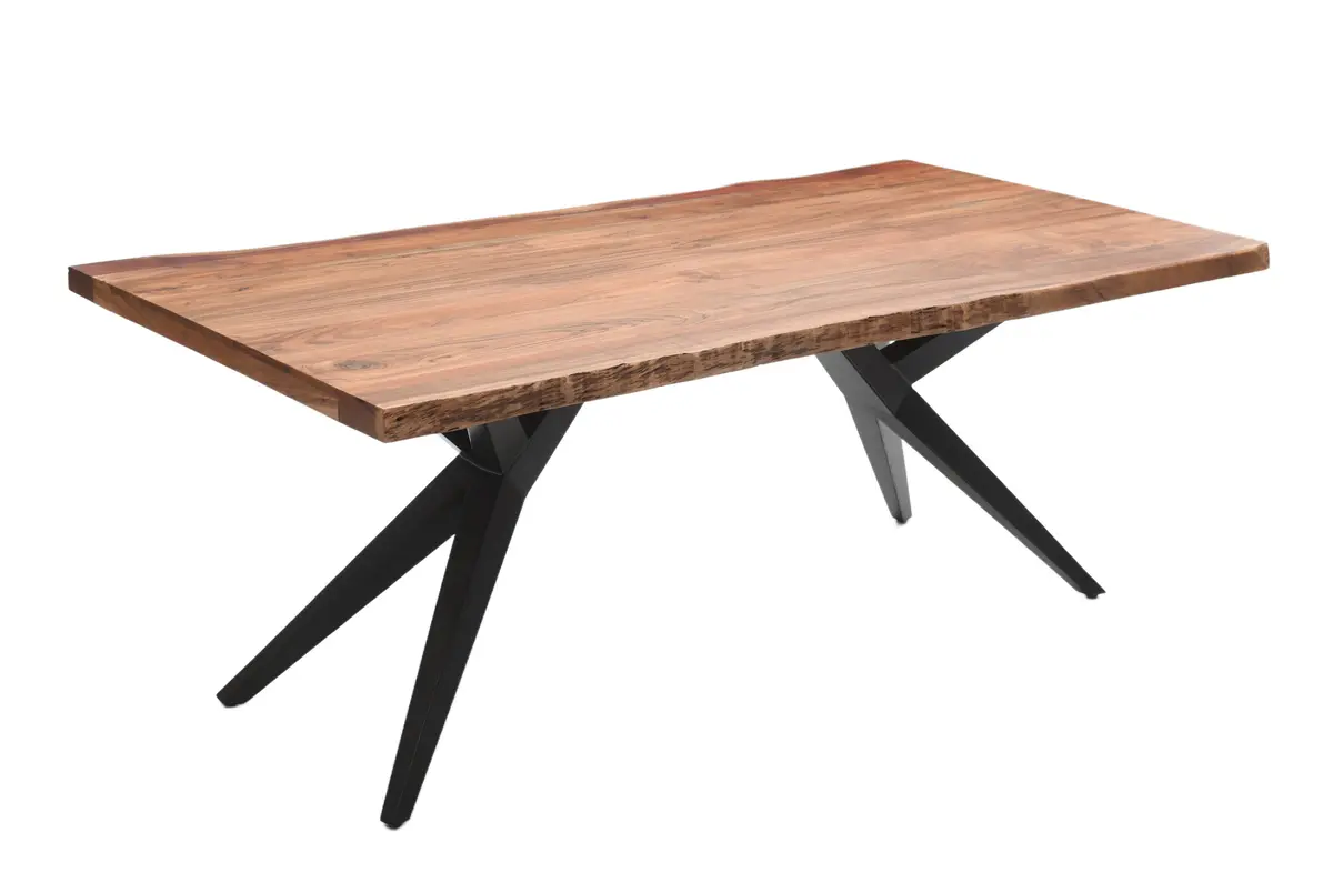 Esstisch - LB ca. 180x90 cm, Akazie massiv, Baumkante, Schwarz