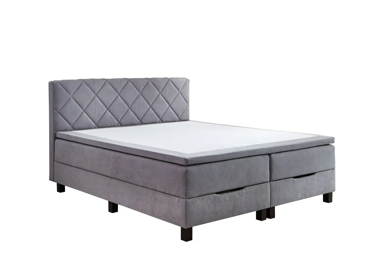 Boxbett STAN- Liegefläche ca. 180x200 cm, Stoff, Silbergrau