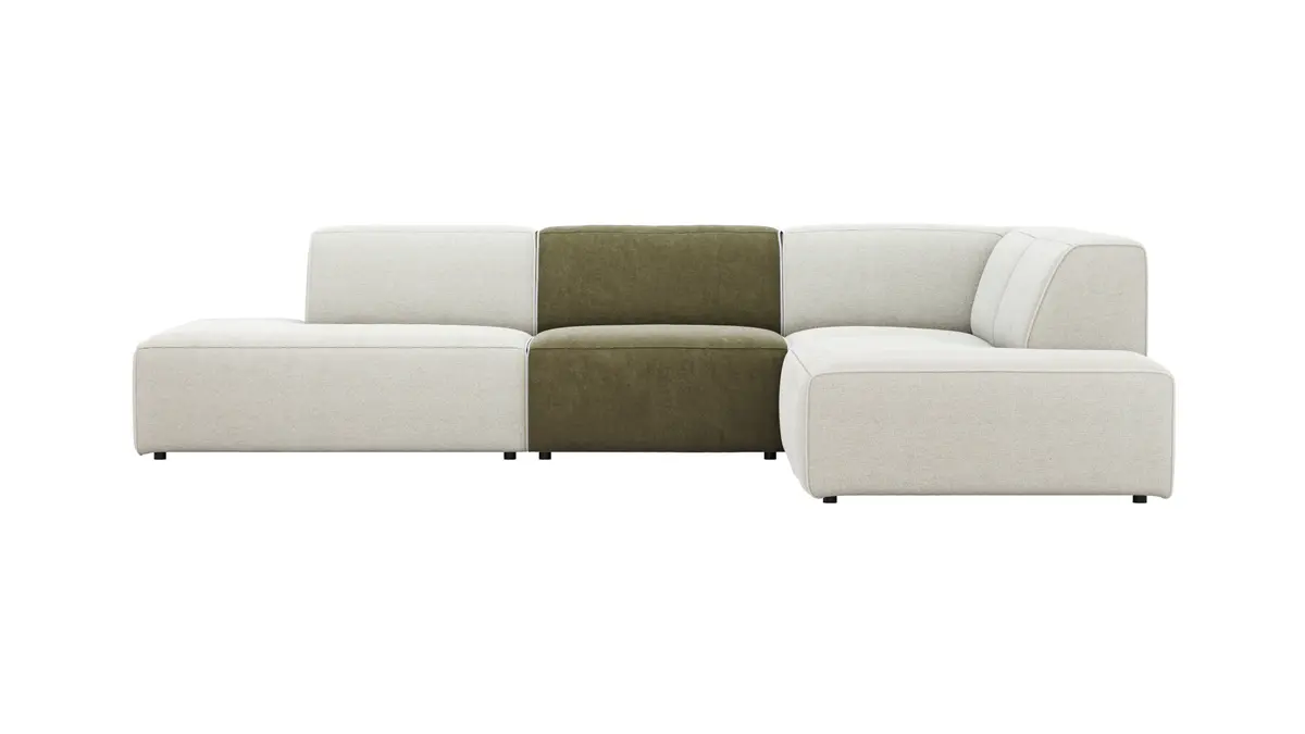 Ecksofa Elementos - Abschlusselement mit 1-Sitzer und Ecke rechts, Stoff, Natur