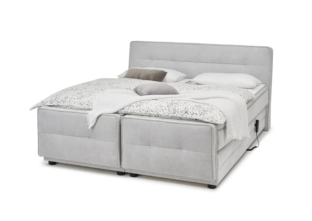 Boxspringbett- Liegefläche ca. 180x200 cm, Stoff, Hellgrau