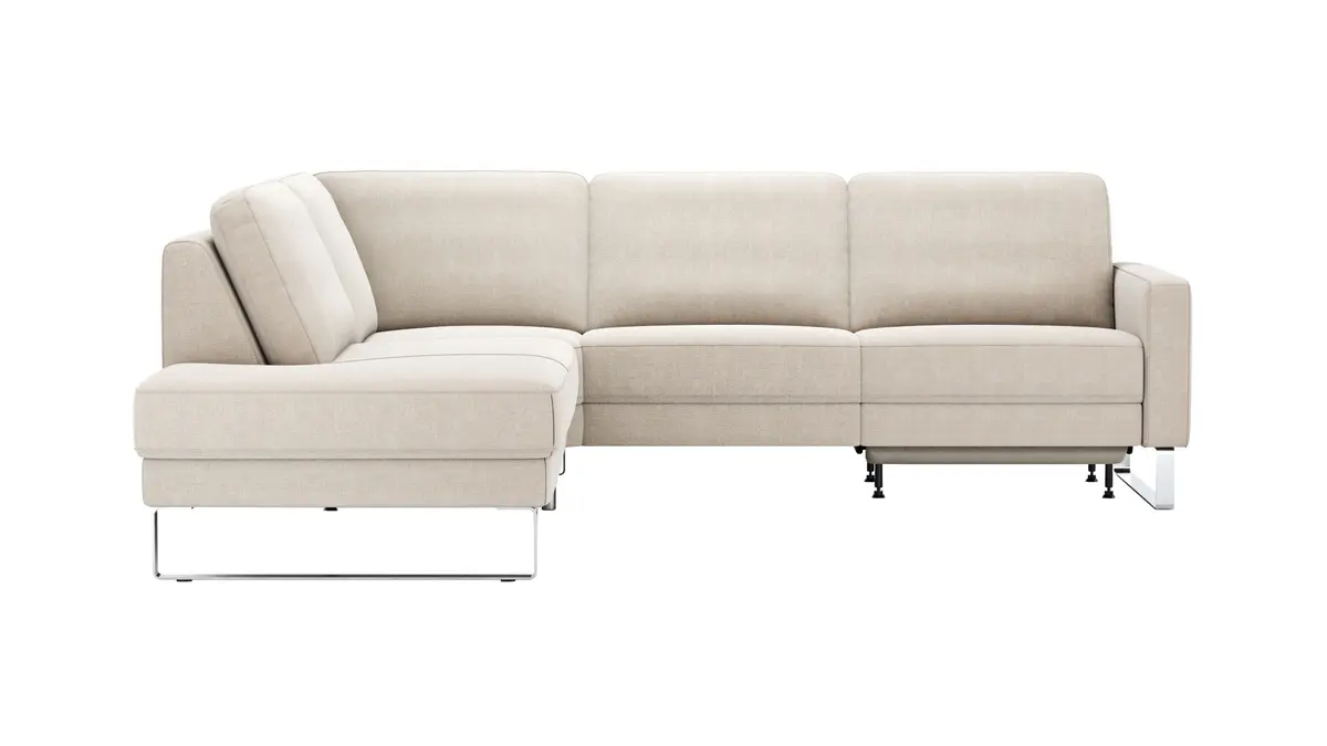 Ecksofa Anna - Ecke links mit 2,5-Sitzer inkl. Relaxfunktion (motorisch), Stoff, Beige