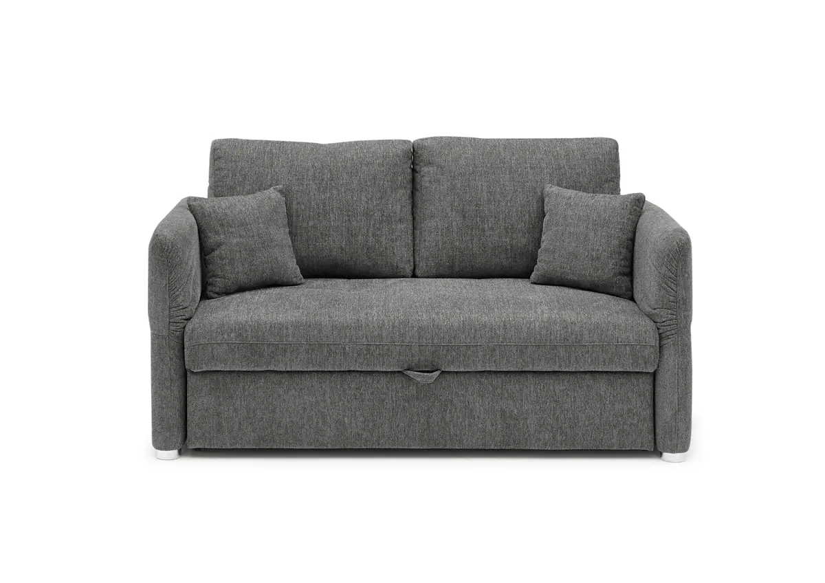 Sofa JORDEN - 2-Sitzer inkl. Schlaffunktion, verstellbaren Armlehnen, Stoff, Dunkelgrau