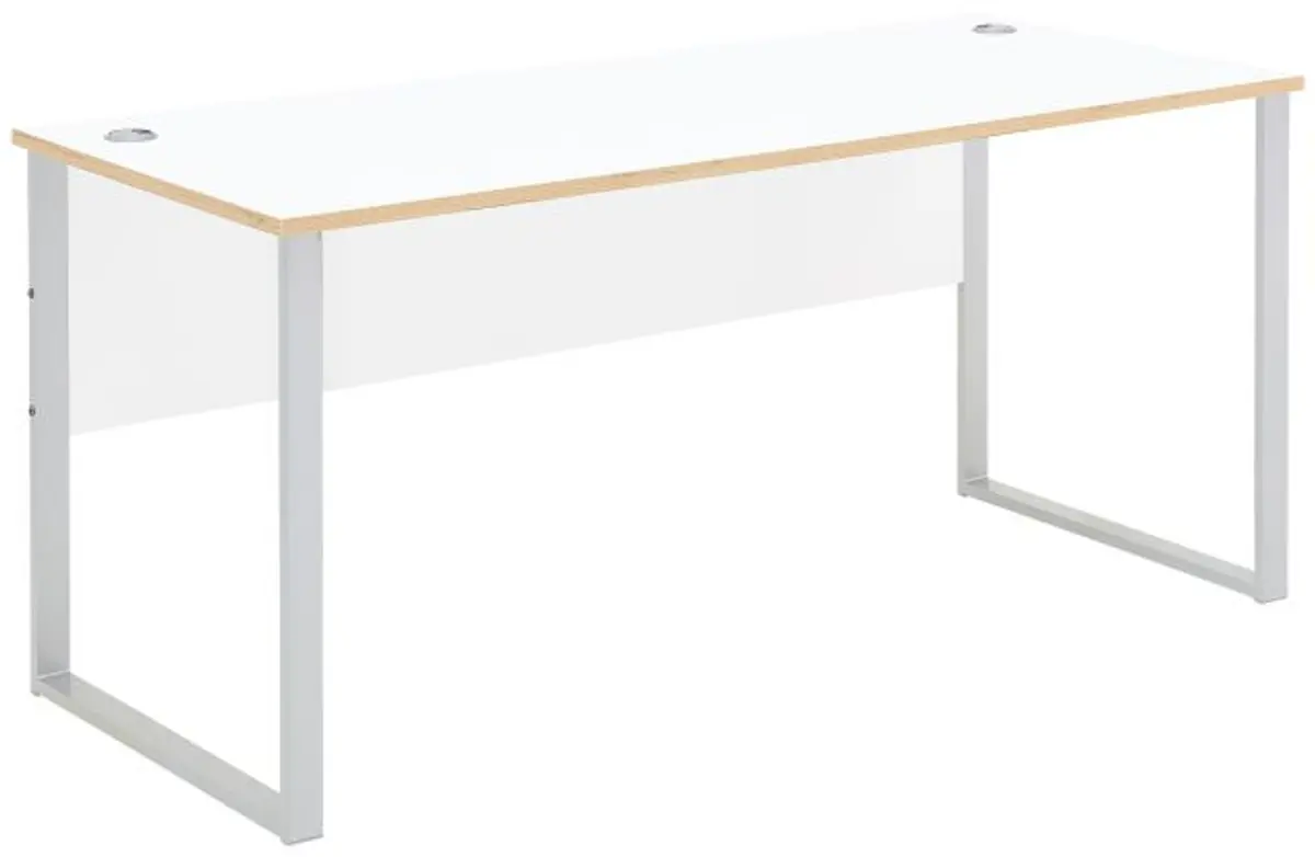 Schreibtisch - LB ca. 170x73 cm, Weiß, Artisan Eiche Nachbildung, Silberfarben