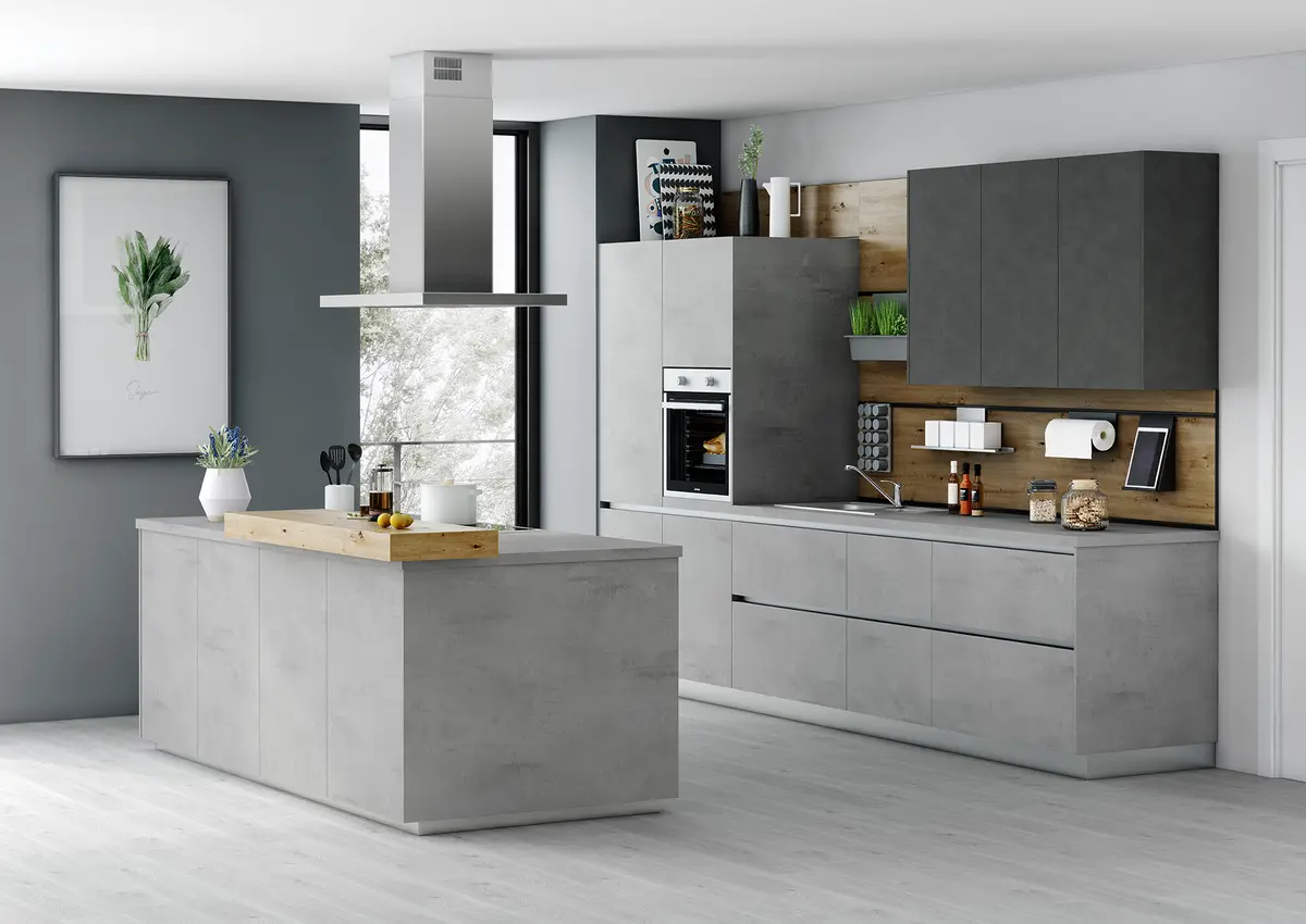 Inselküche 52.210 13 520, Beton Nebelgrau Nachbildung 