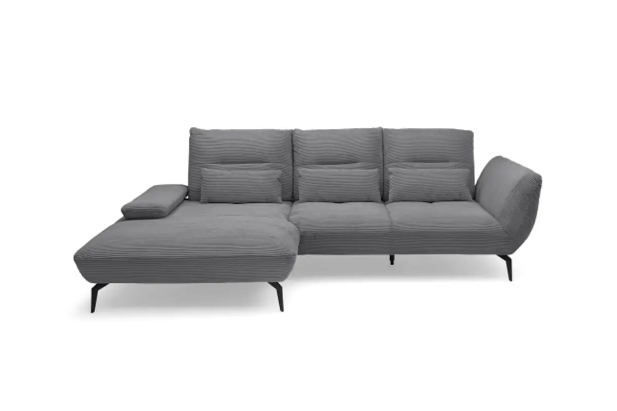 Ecksofa PAYTON - Ecke links, 2-Sitzer, Stoff, Grau