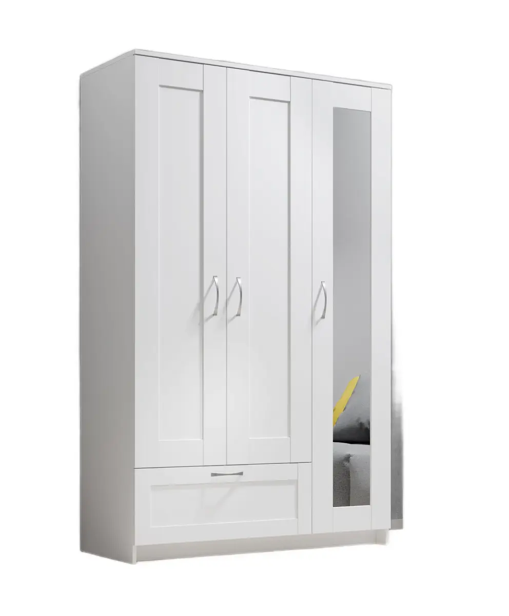 Drehtürenschrank- B ca. 117 cm, Weiß, Spiegel