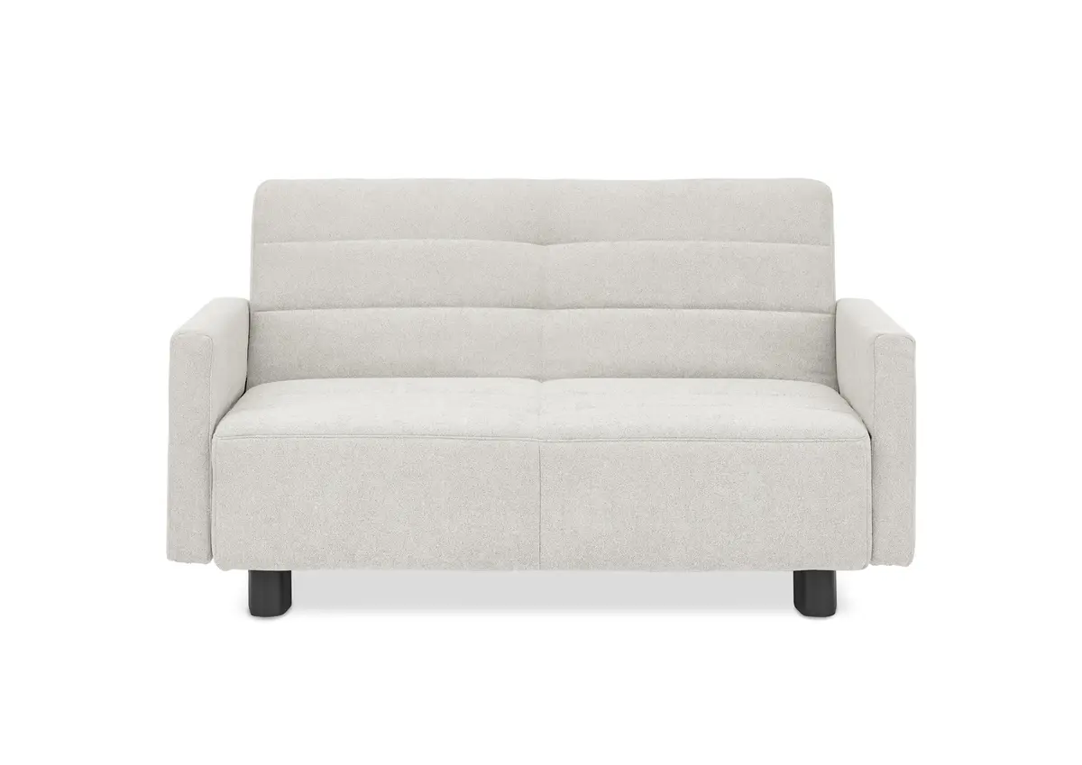  Faltsofa Easy - 2-Sitzer, ca. 140 cm inkl. Schlaffunktion/Topper/Armteil verstellbar, Stoff, Creme