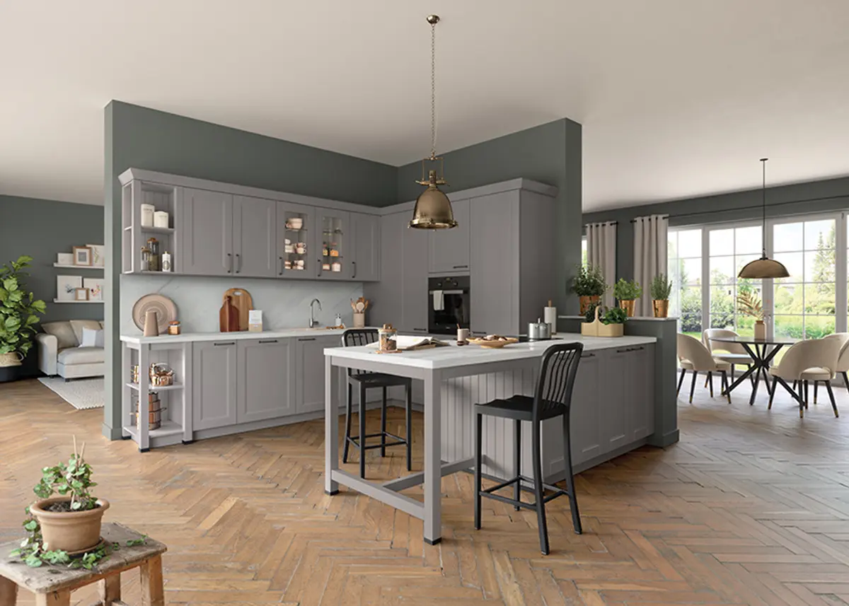 U-Küche 55.240 7 525, Achatgrau satin