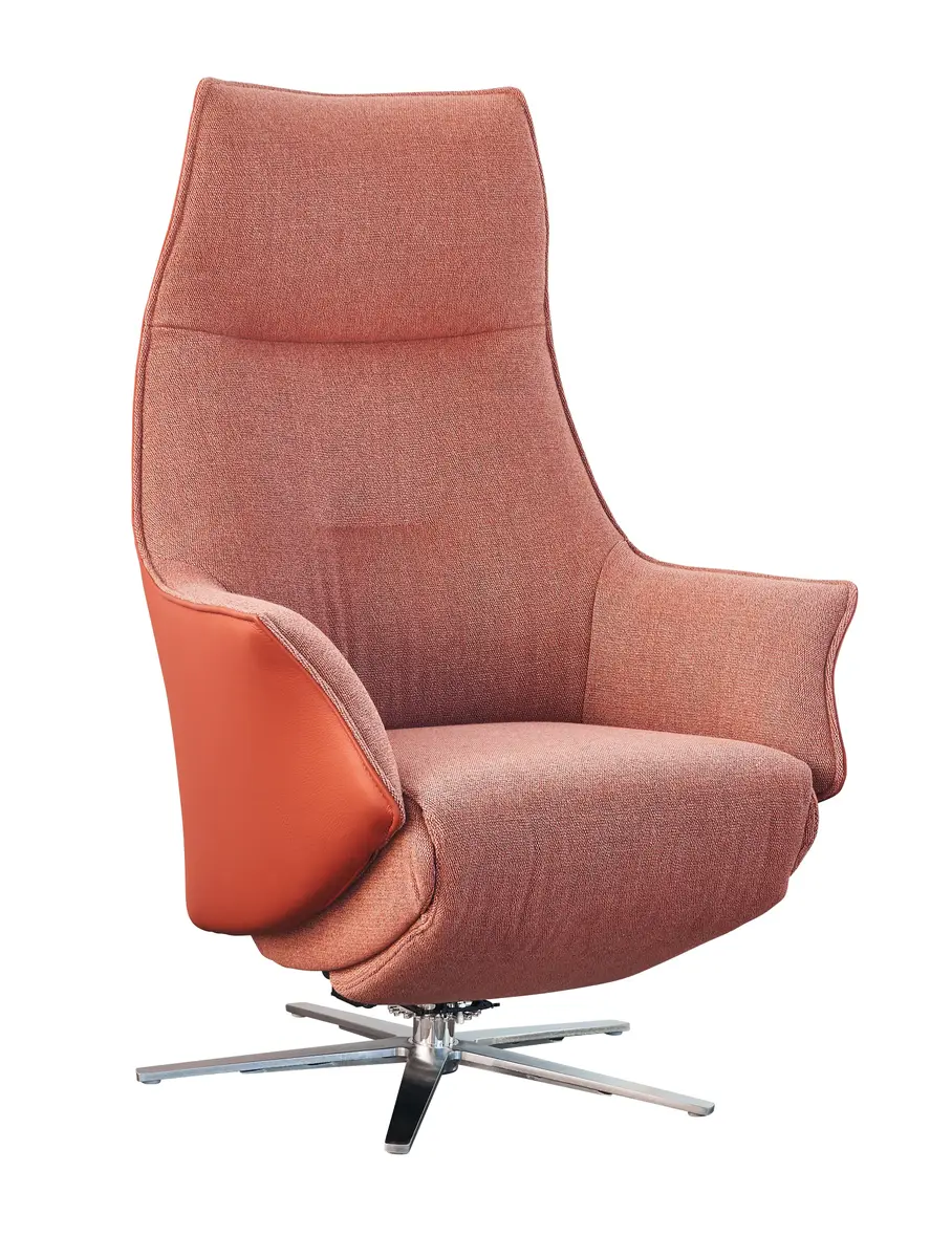 Relaxsessel Girona -  Relaxfunktion (motorisch) und Aufstehhilfe, Stoff, Leder, Rose
