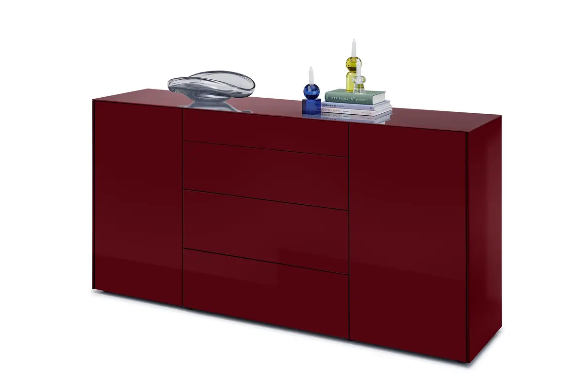 Kommode - B ca. 179 cm, Bordeauxrot
