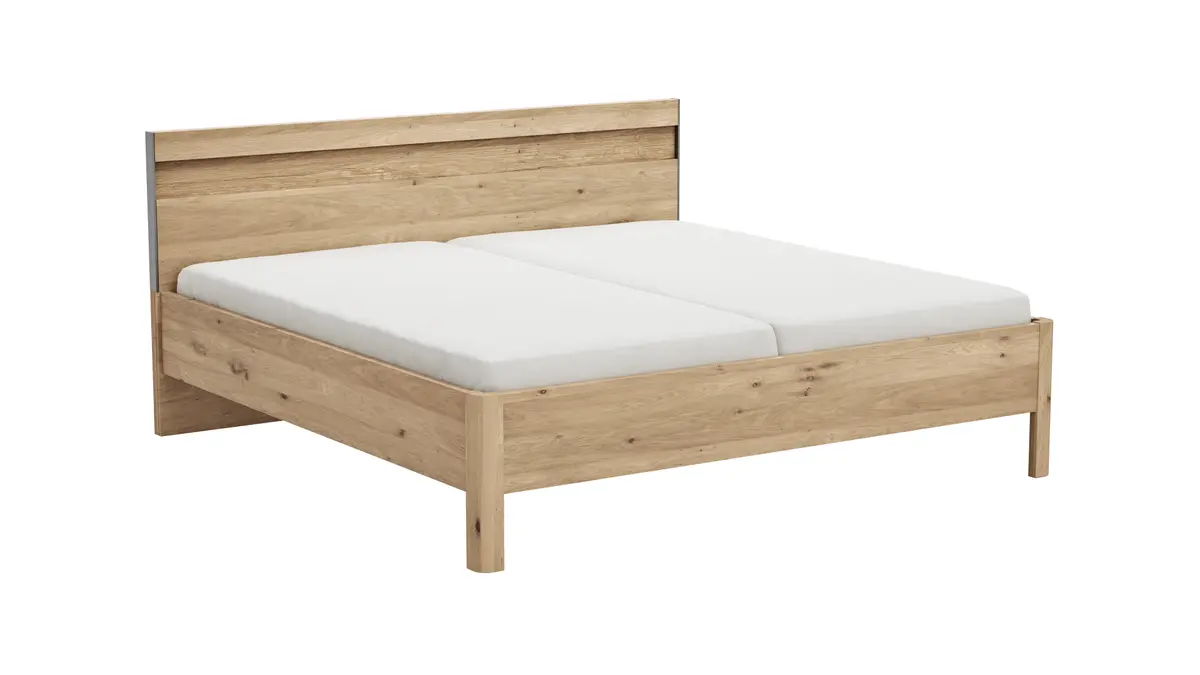 Bett Viana - Liegefläche ca. 200x200 cm, Furnier, Balkeneiche