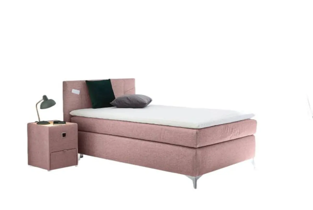 Boxspringbett- Liegefläche ca. 120x200 cm, Stoff, Hellrosa