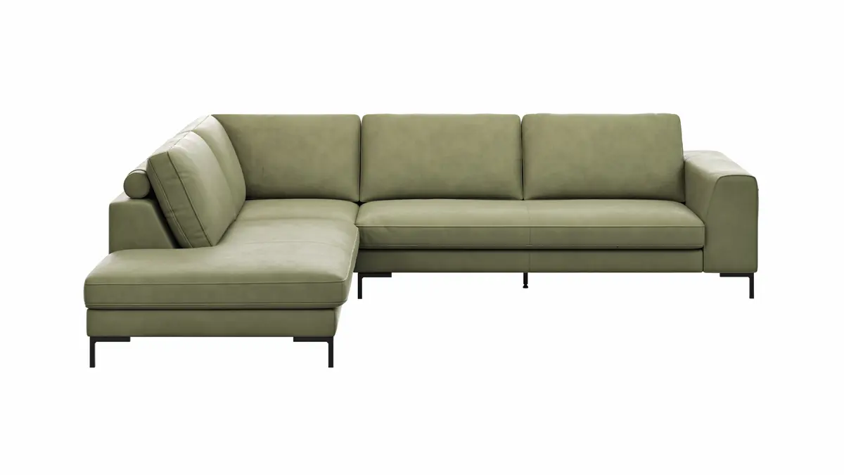 Ecksofa Solano - Ecke Links, 2,5-Sitzer, Leder, Olive