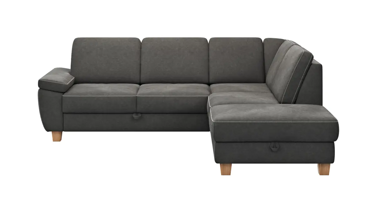 Ecksofa Sommerville - 2,5-Sitzer mit  Ecke rechts, inkl. Schlaffunktion, Relaxfunktion (manuell), Stoff, Anthrazit