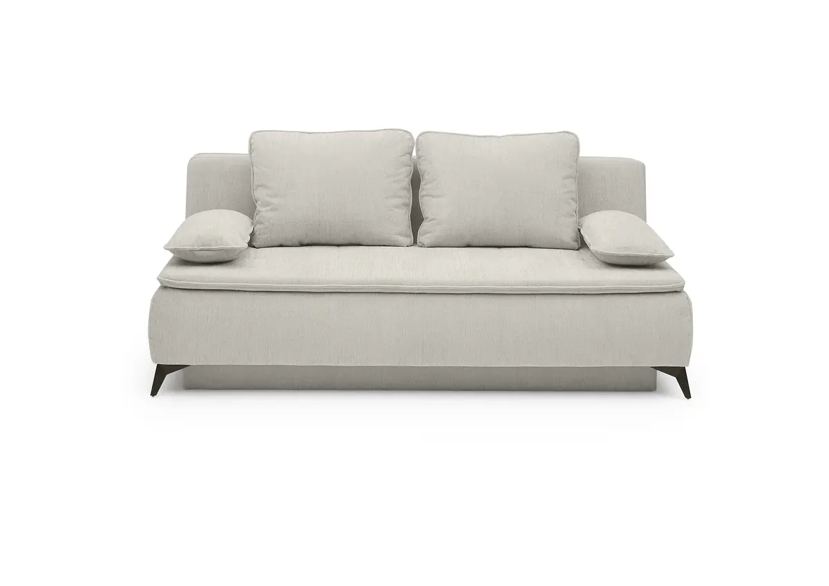 Sofa JANIN - 2-Sitzer, Schlaffunktion mit Bettkasten, Stoff, Beige