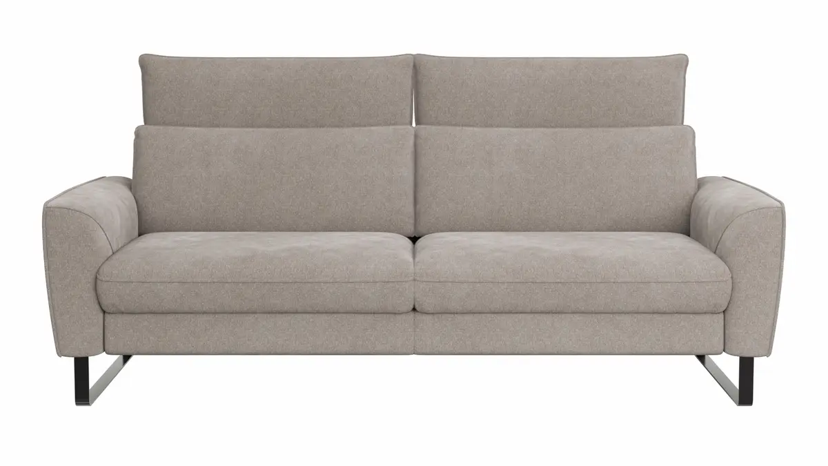 Sofa Avela - 3-Sitzer inkl. Kopfteil verstellbar, Stoff, Bisquit