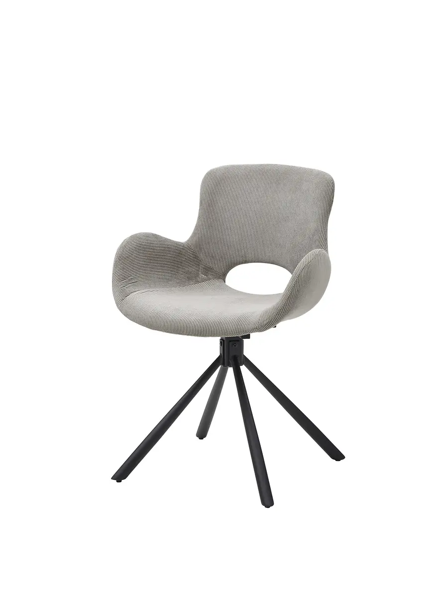 Armlehnstuhl - drehbar, Cord, Hellgrau