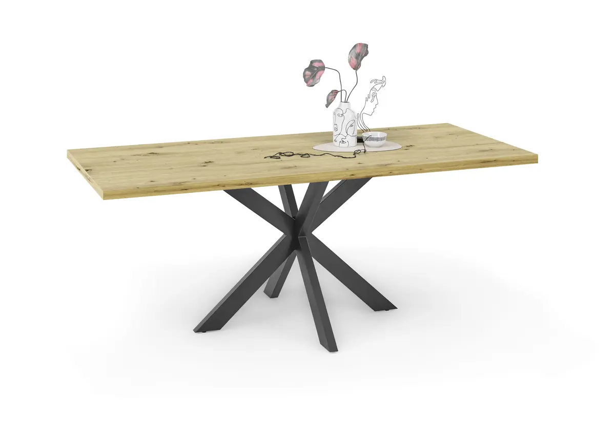 Esstisch - LB ca. 180x90 cm, Asteiche, Schwarz