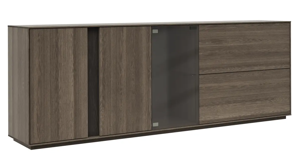 Sideboard Saratoga - Buche massiv, silbergrau geölt