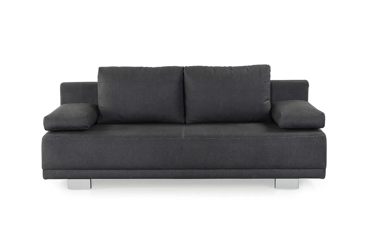 Schlafsofa - 2-Sitzer inkl. Schlaffunktion und Bettkasten, Stoff dunkelgrau