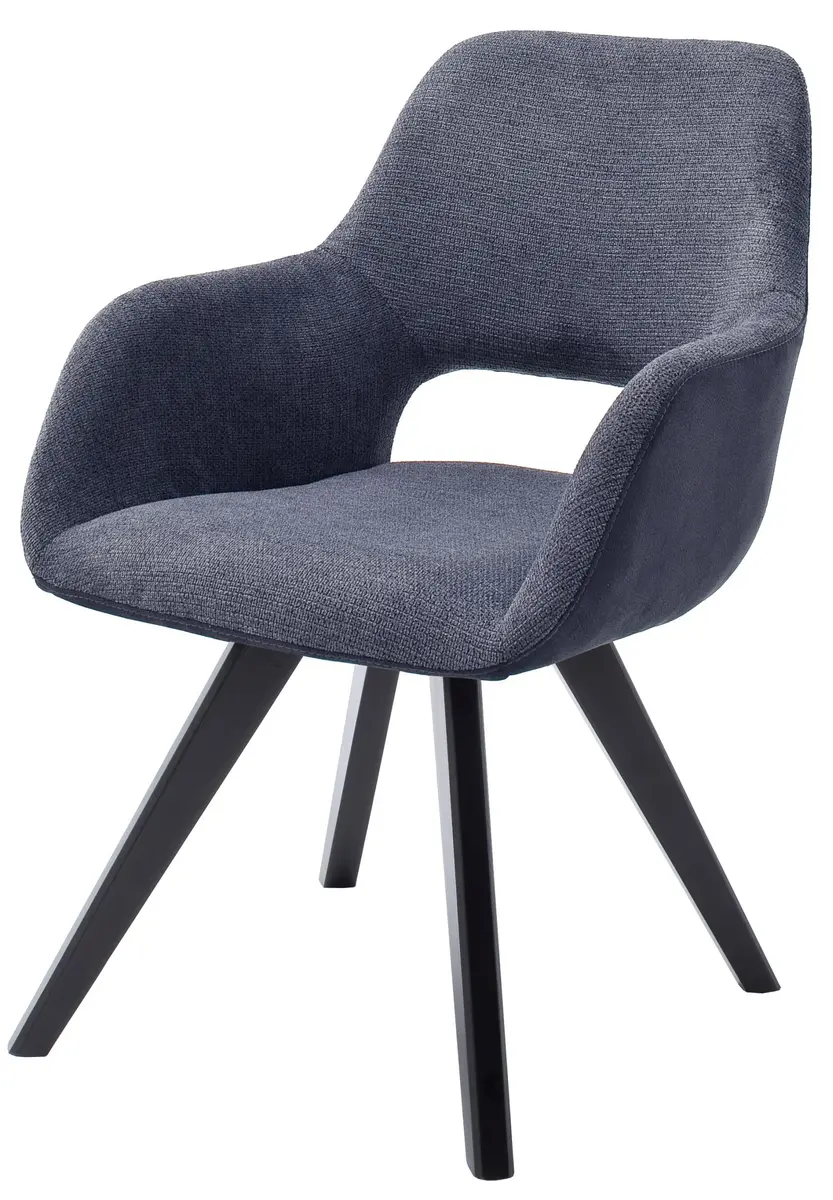 Armlehnenstuhl MACIE - drehbar, Stoff, Blau