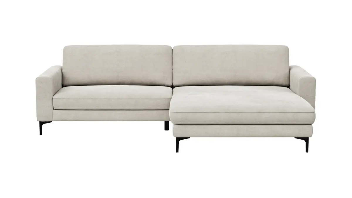 Ecksofa Oviedo - 1,5-Sitzer mit Longchair rechts inkl. Relaxfunktion (motorisch), Stoff, Natur