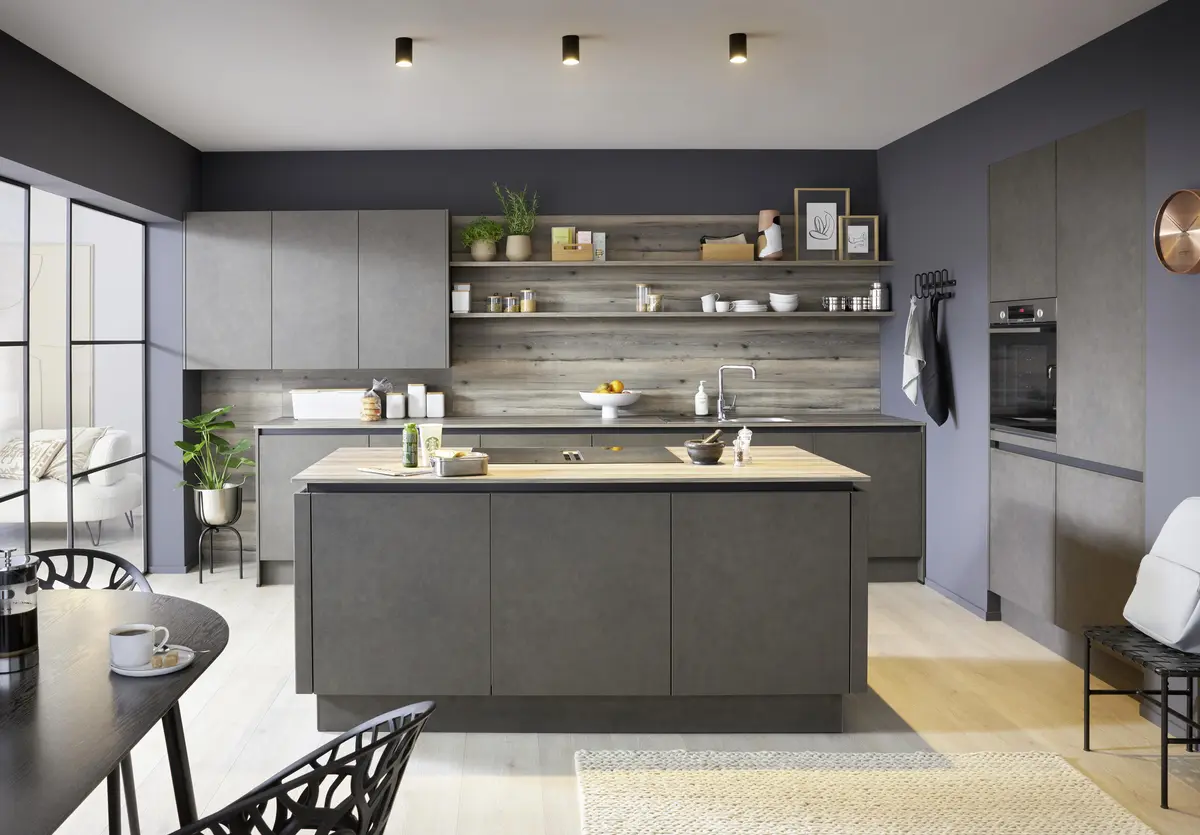 Inselküche 52.210 GL 2 524, Beton Schiefergrau Nachbildung