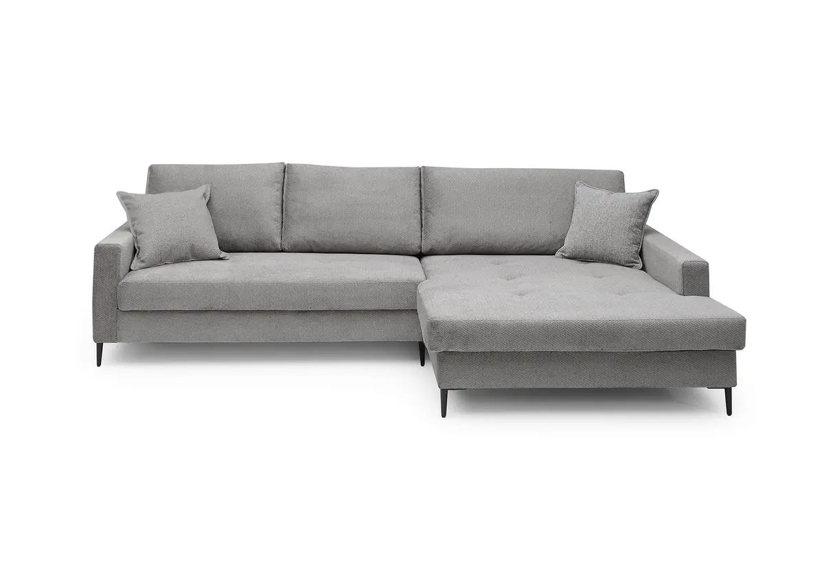 Ecksofa - 3-Sitzer mit Longchair rechts, Stoff, Eisengrau