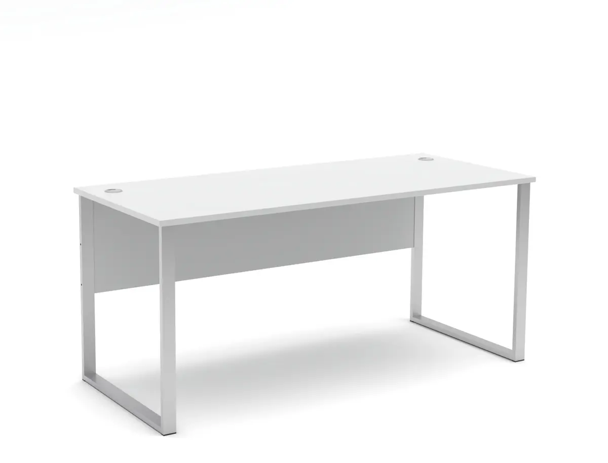 Schreibtisch - LB ca. 170x73 cm, Weiß, Silberfarben