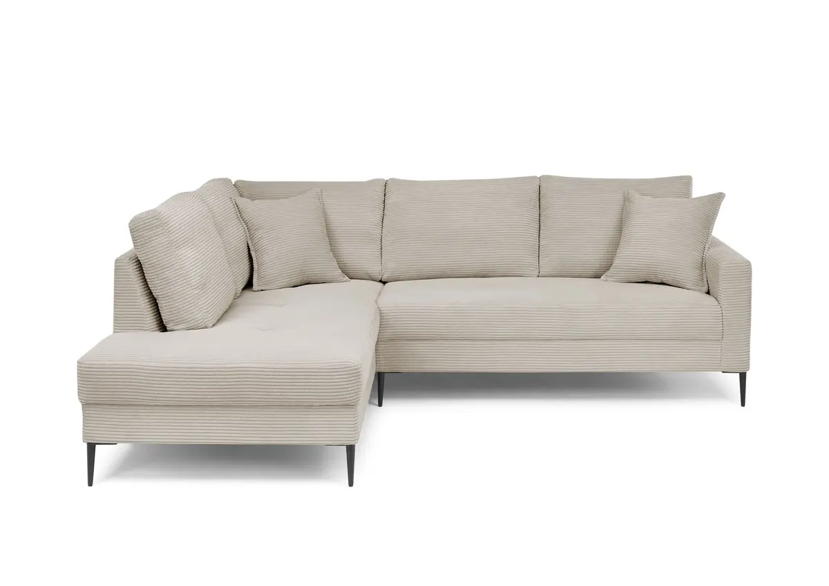 Ecksofa - Ecke links, 3-Sitzer, Stoff, Beige