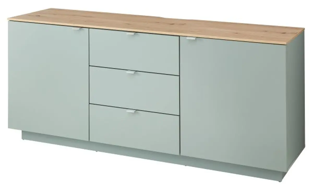TV-Sideboard - Olivgrün, Eiche Dekor