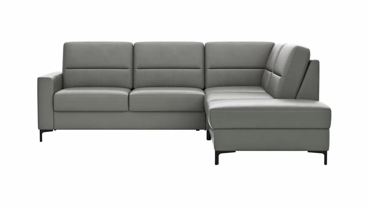 Ecksofa Merlos H. - 2,5-Sitzer mit Ecke rechts, Leder, Graubraun
