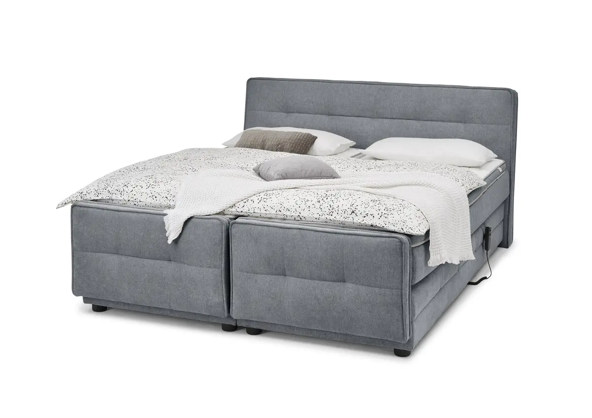 Boxspringbett- Liegefläche ca. 180x200 cm, Stoff, Mittelgrau