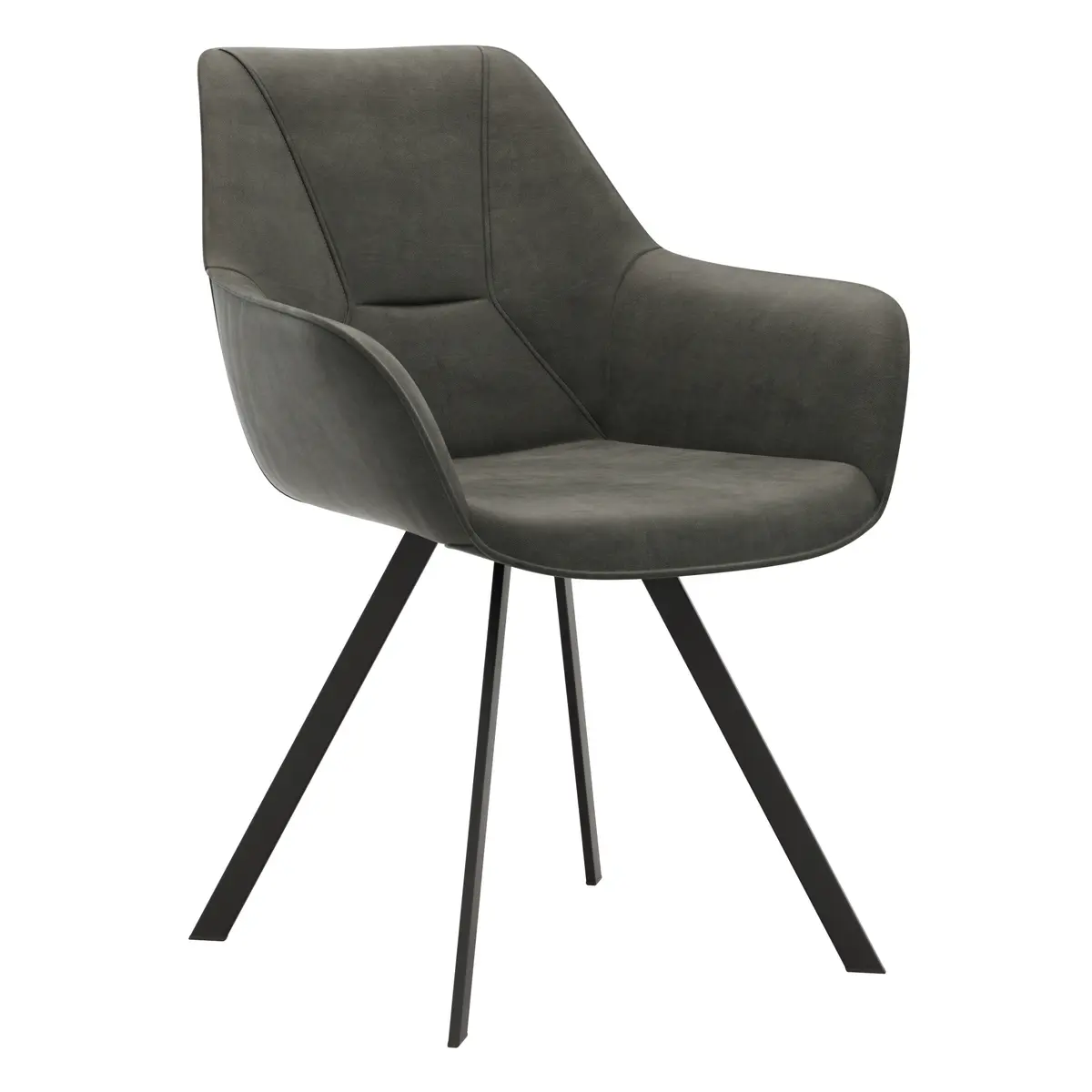 Armlehnstuhl Wesley - Stoff, Anthrazit