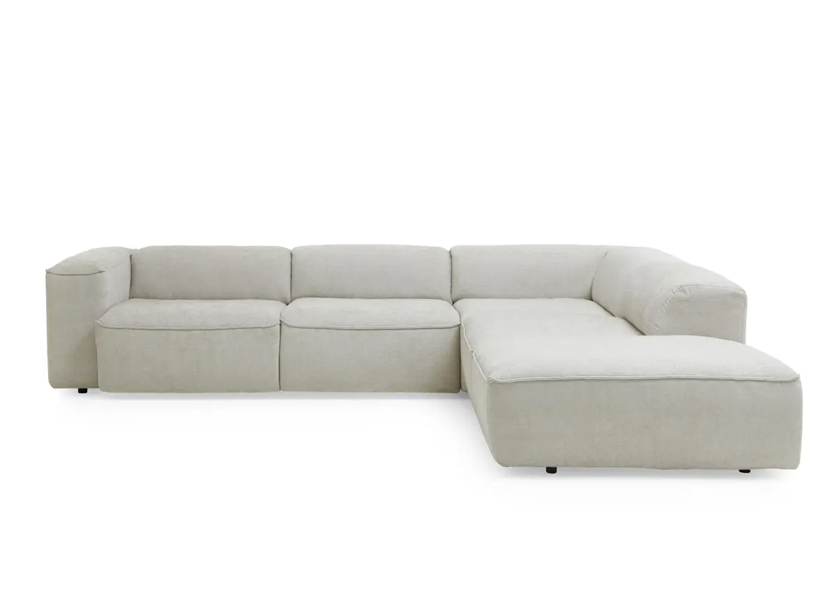 Ecksofa - 3-Sitzer mit Ecke rechts, Stoff, Natur