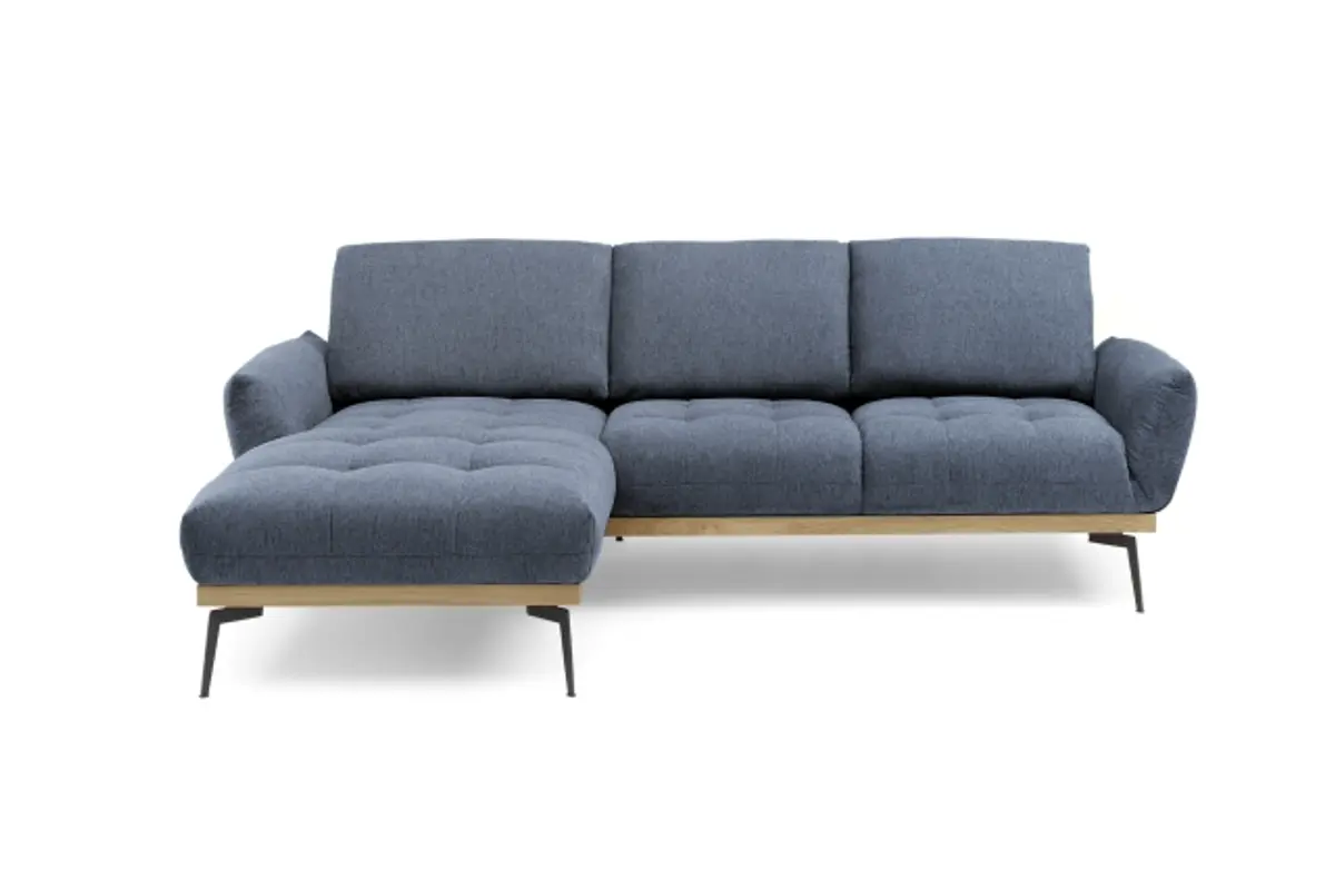 Ecksofa EDDIE - Ecke links, 2-Sitzer inkl. Rückenverstellungen, Stoff, Blau