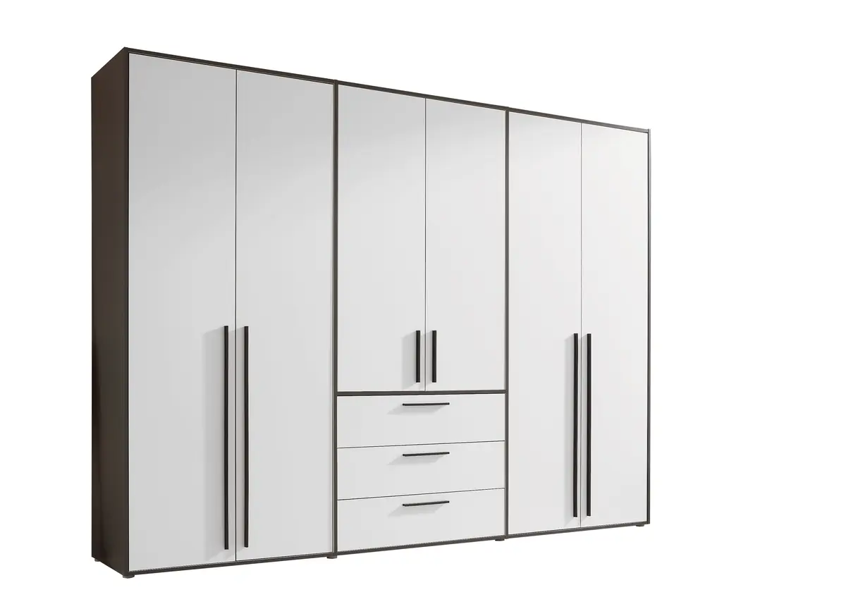 Drehtürenschrank- B ca. 270 cm, Graphit, Weiß