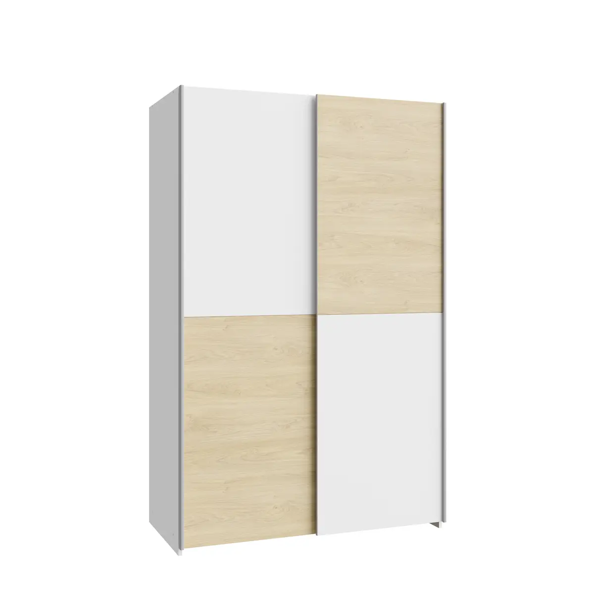 Schwebetürenschrank FREDDY- B ca. 120 cm, Weiß, Eiche Dekor