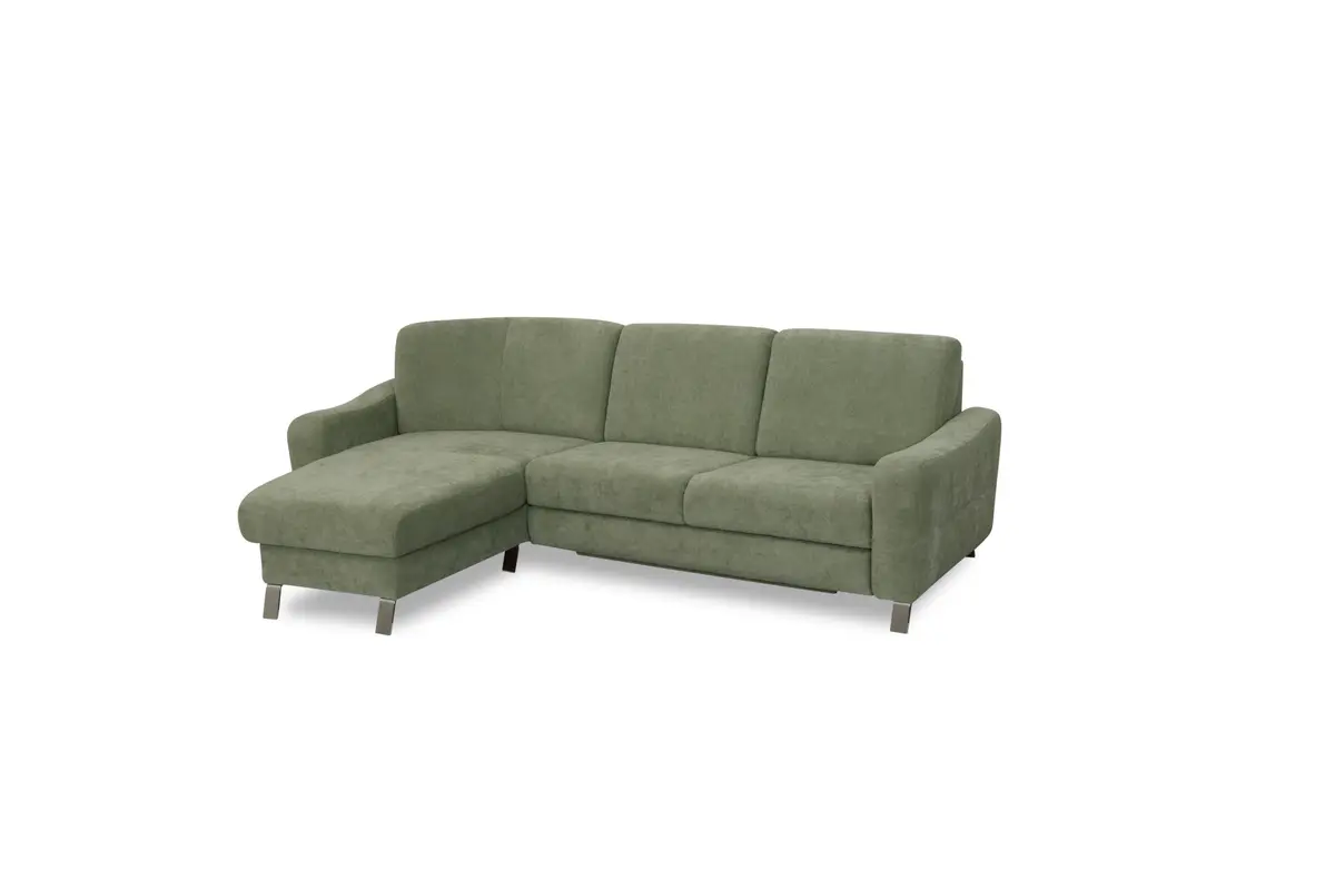 Ecksofa Colombia - Longchair links und 2,5-Sitzer, Stoff, Braungrün