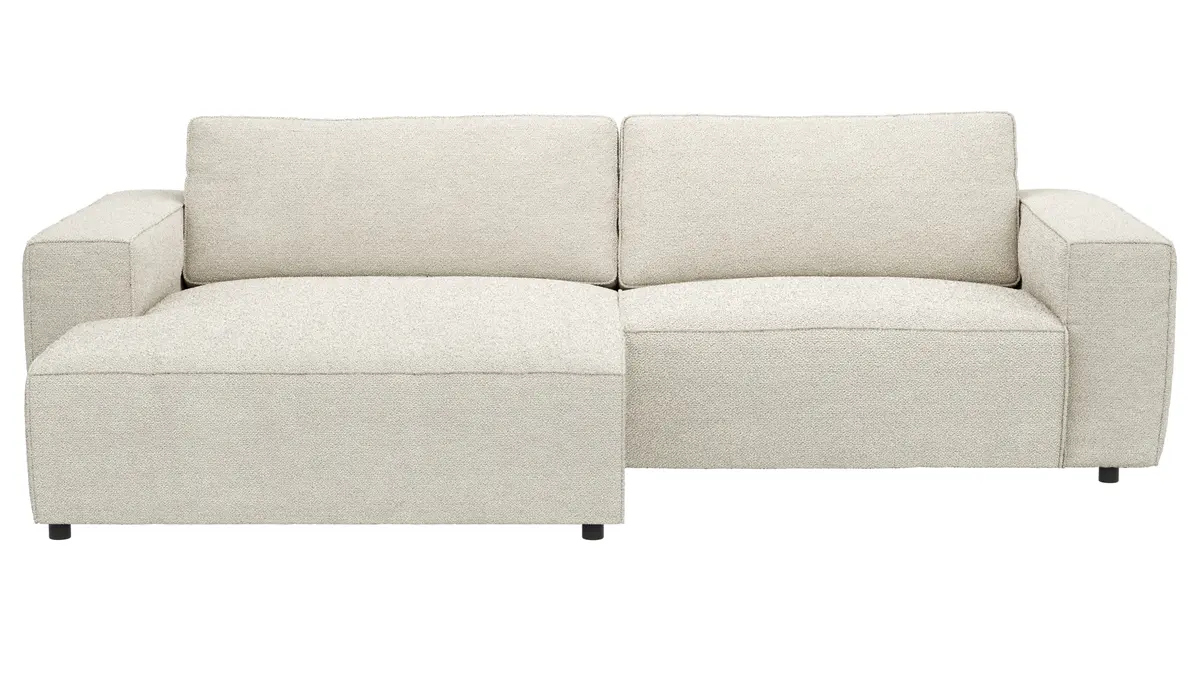 Ecksofa Lilaia - Chaise Longue XL mit 1,5-Sitzer XL rechts, Stoff, Creme